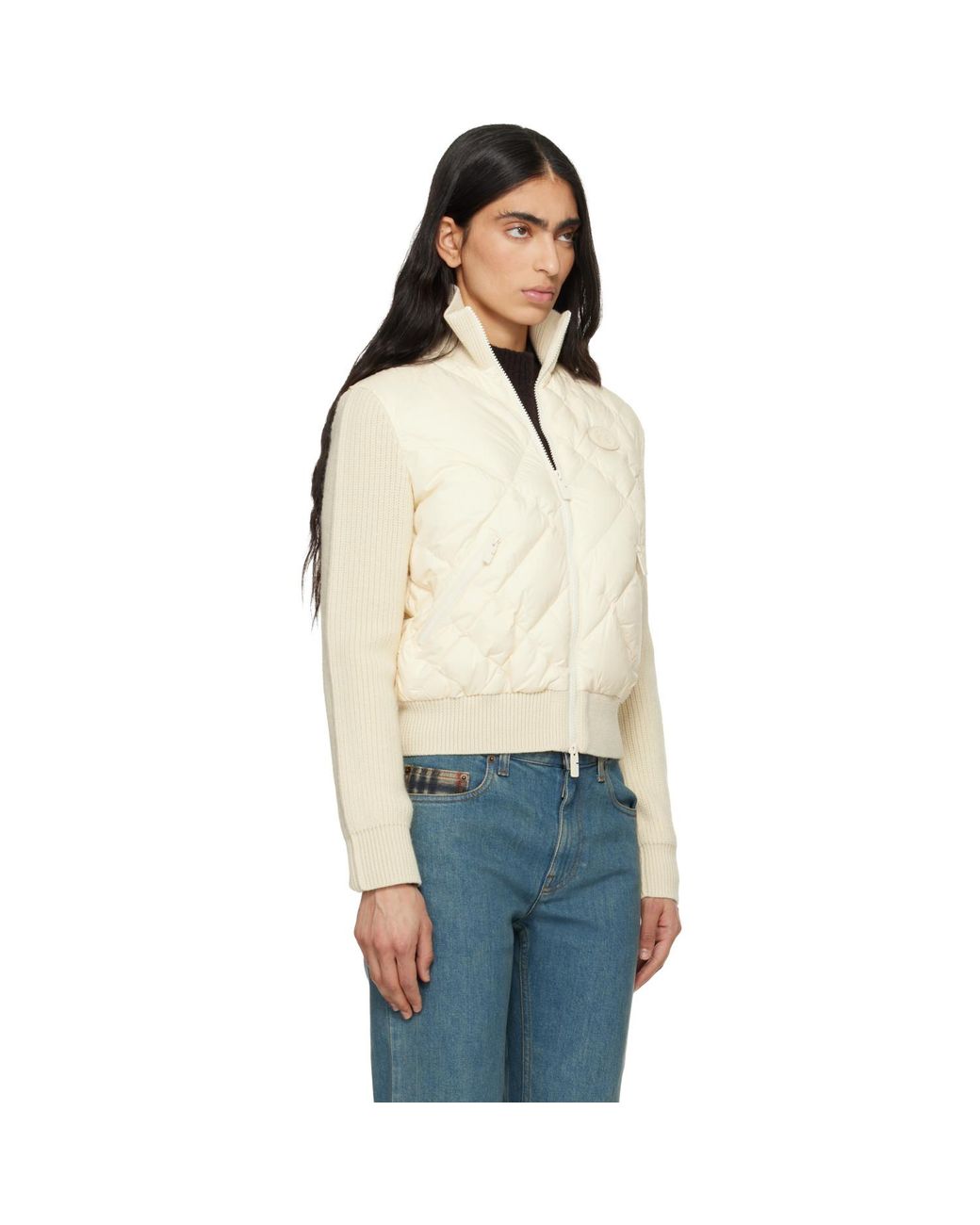 Burberry Blue Off- Check-Stitch Nylon & Wool Jacket