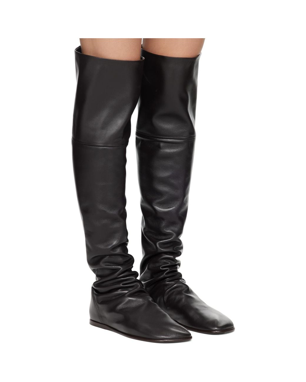 Lemaire Black Knee Top Glove Flat Boots