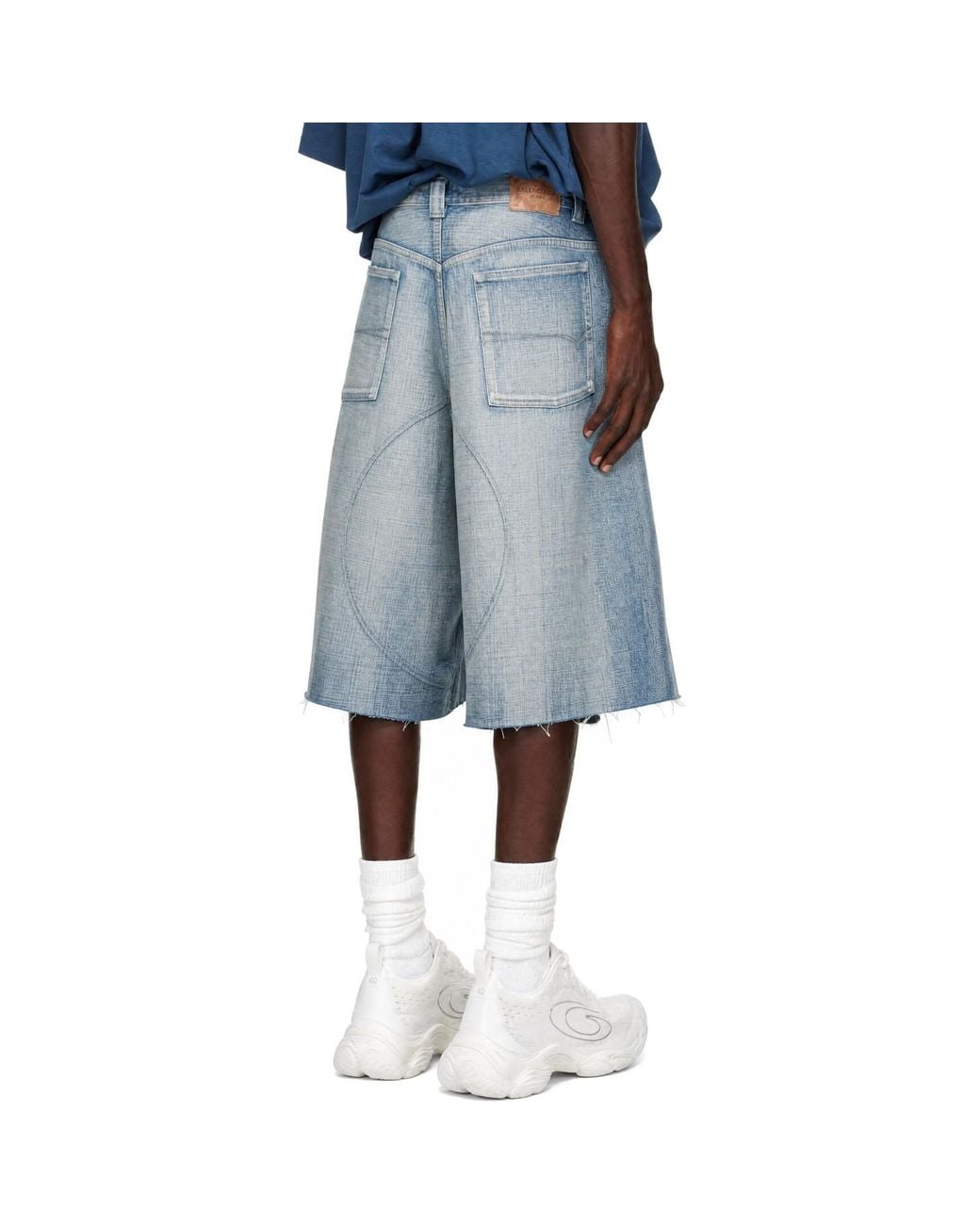 Balenciaga Blue Knee Dart Denim Shorts for men