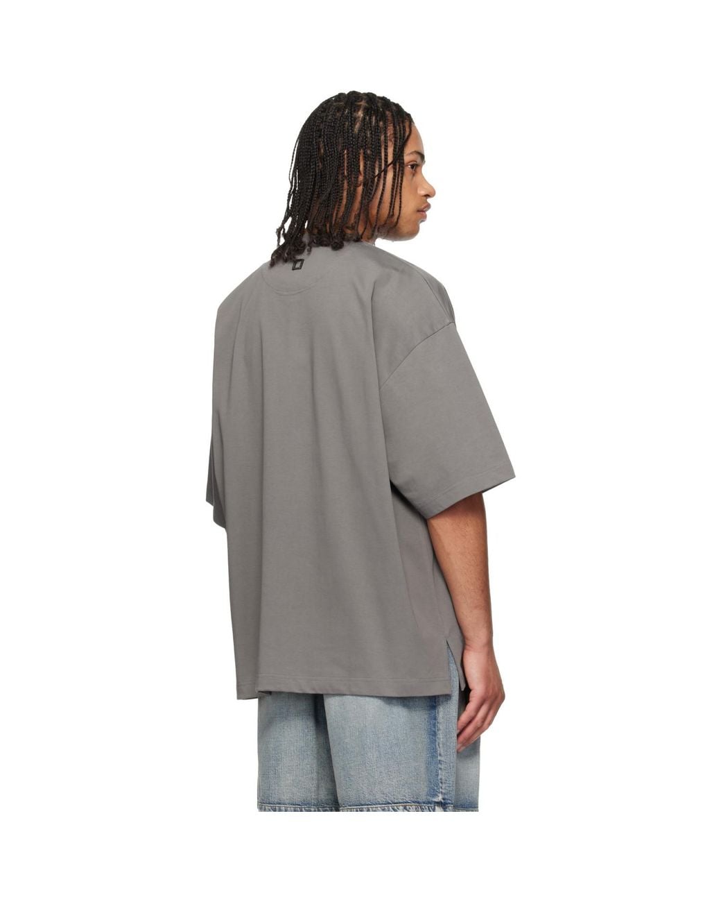 Wooyoungmi Gray Cotton Over Size T-Shirt for men