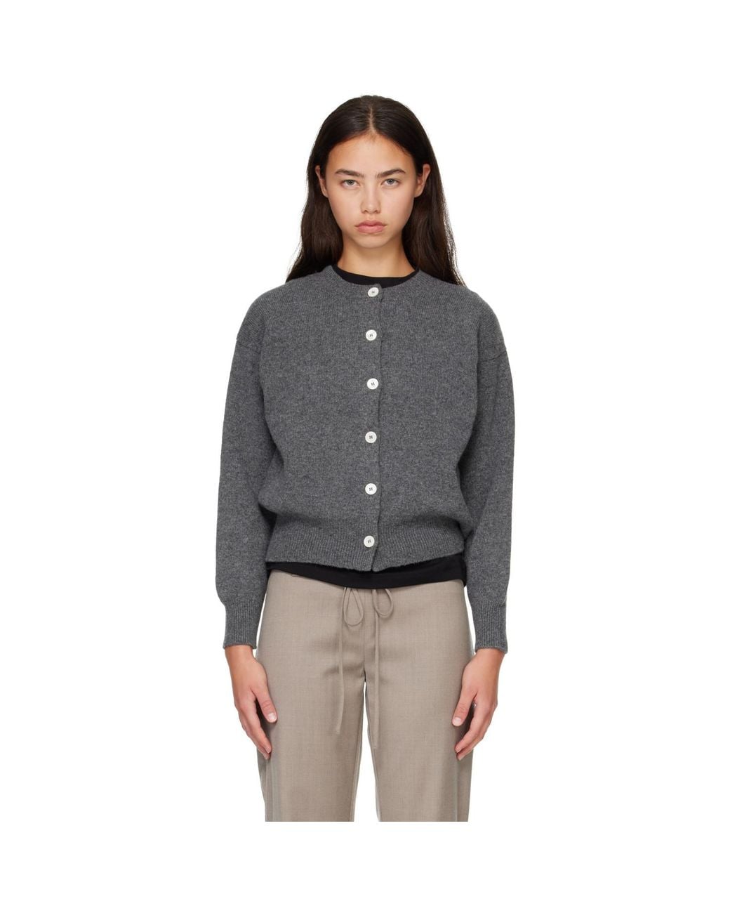 &Daughter Gray Ada Crewneck Cardigan