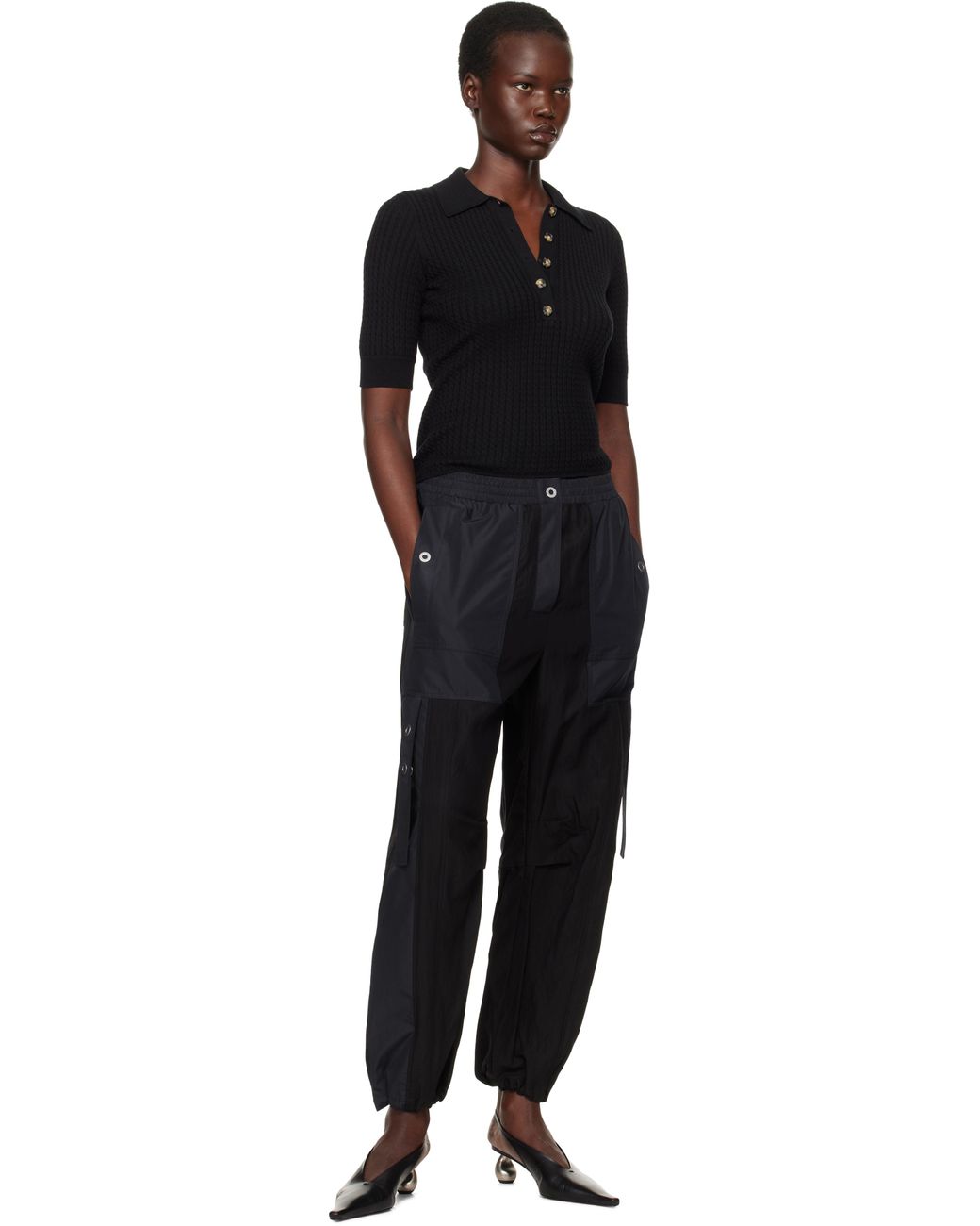 【3.1 Phillip Lim】ブラック＆ネイビー コンボ カーゴパンツ 3.1 Phillip Limのブラック＆ネイビー コンボ カーゴパンツが