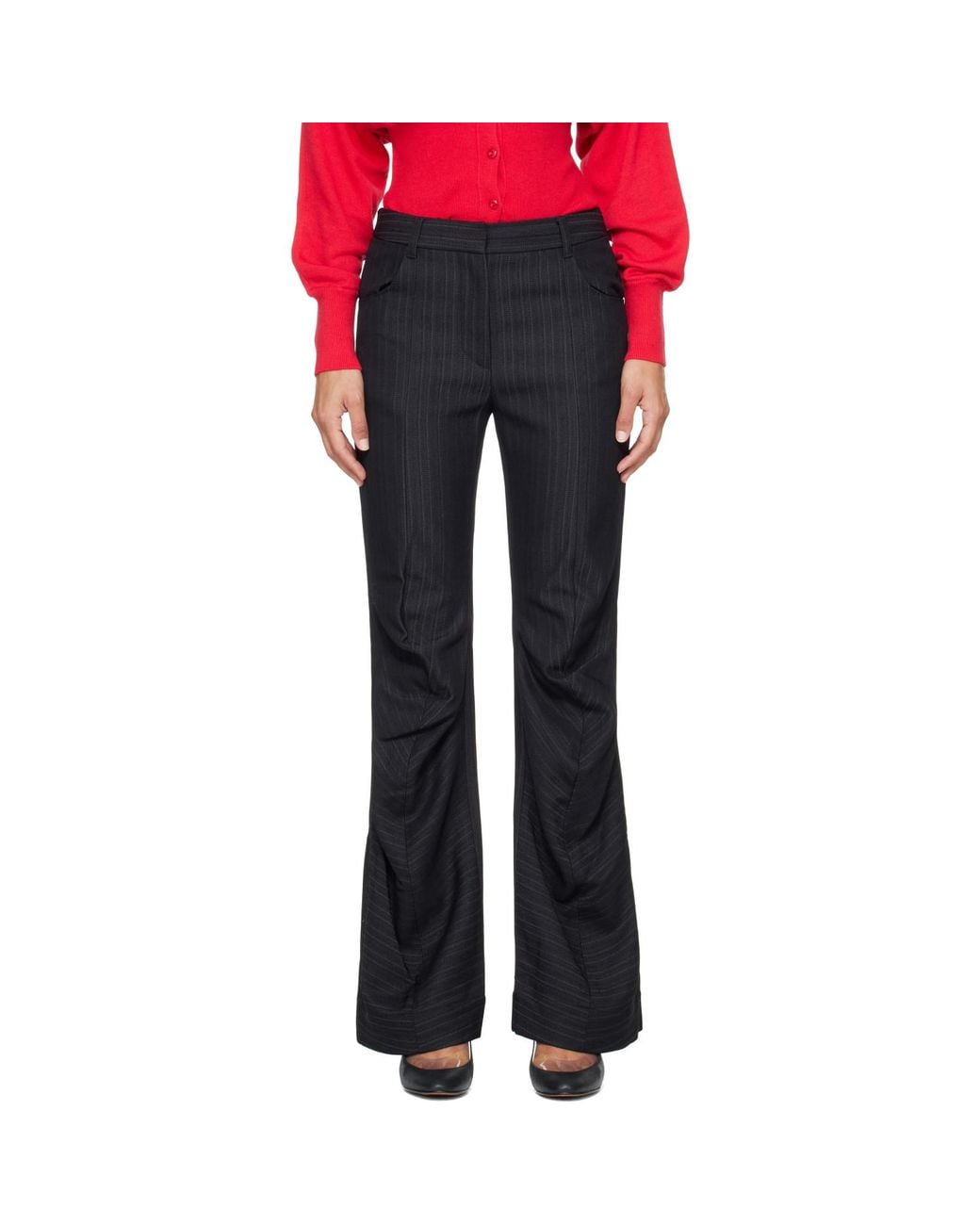 OPEN YY Black Stripe Tailored Bootcut Trousers
