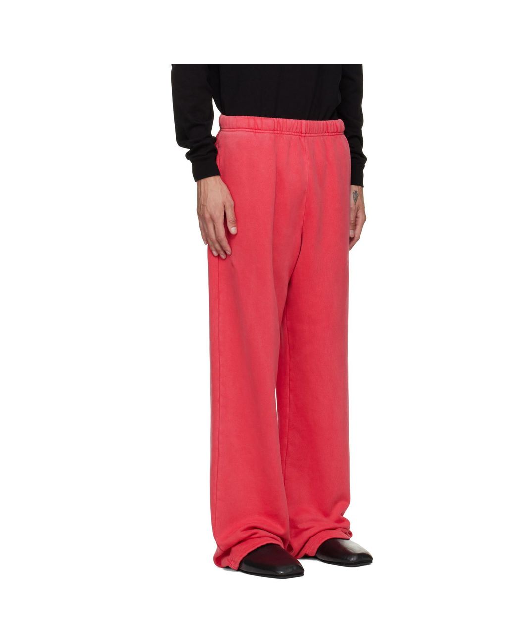 Les Tien Red Heavyweight Puddle Sweatpants for men