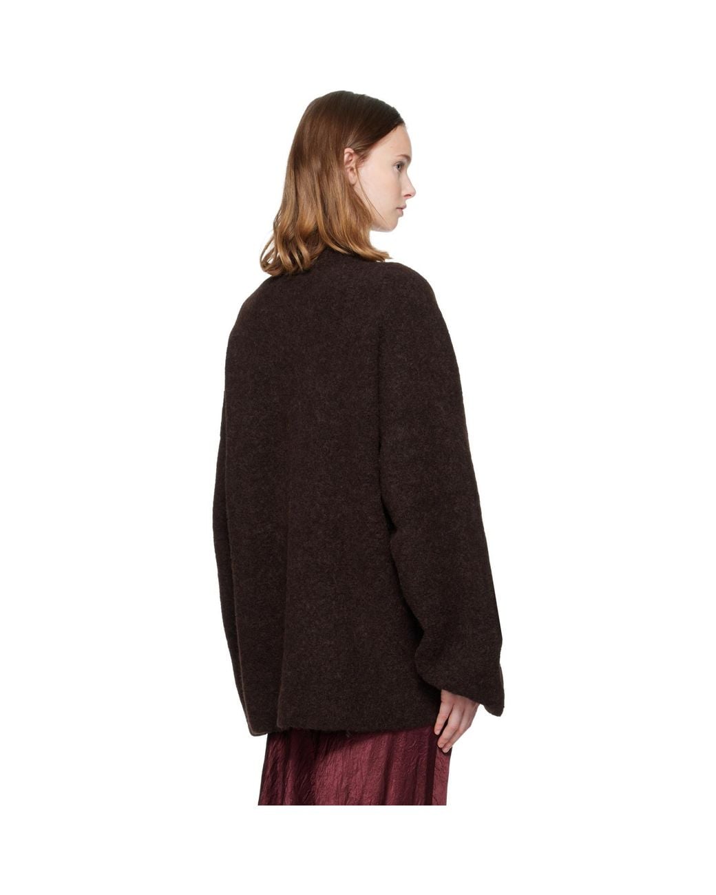 Lauren Manoogian Black Burgundy Double Face Cardigan