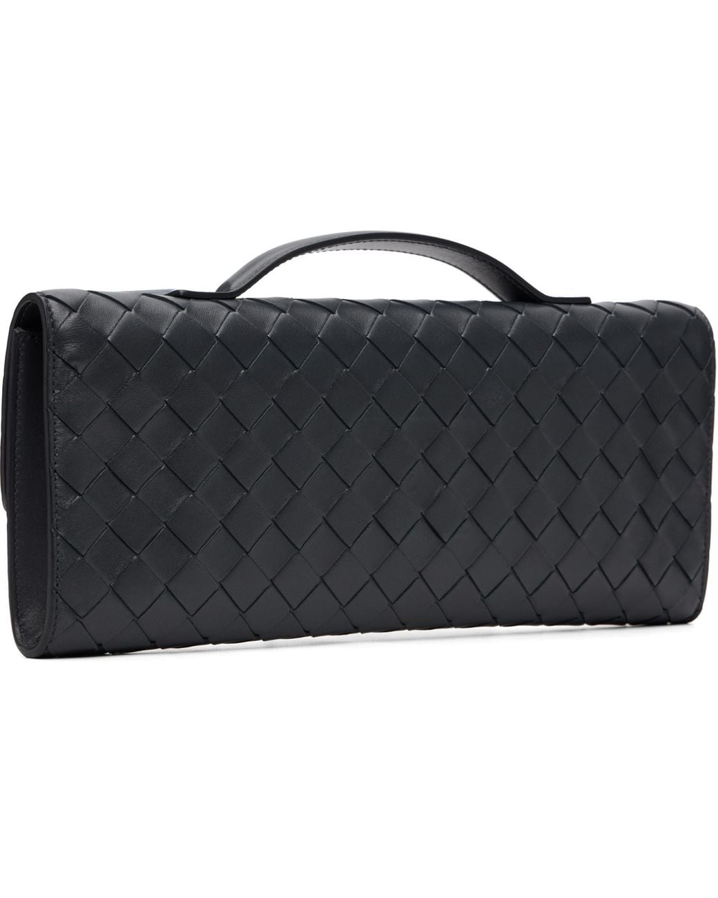 Bottega Veneta Black Daisy Closure Andiamo Clutch