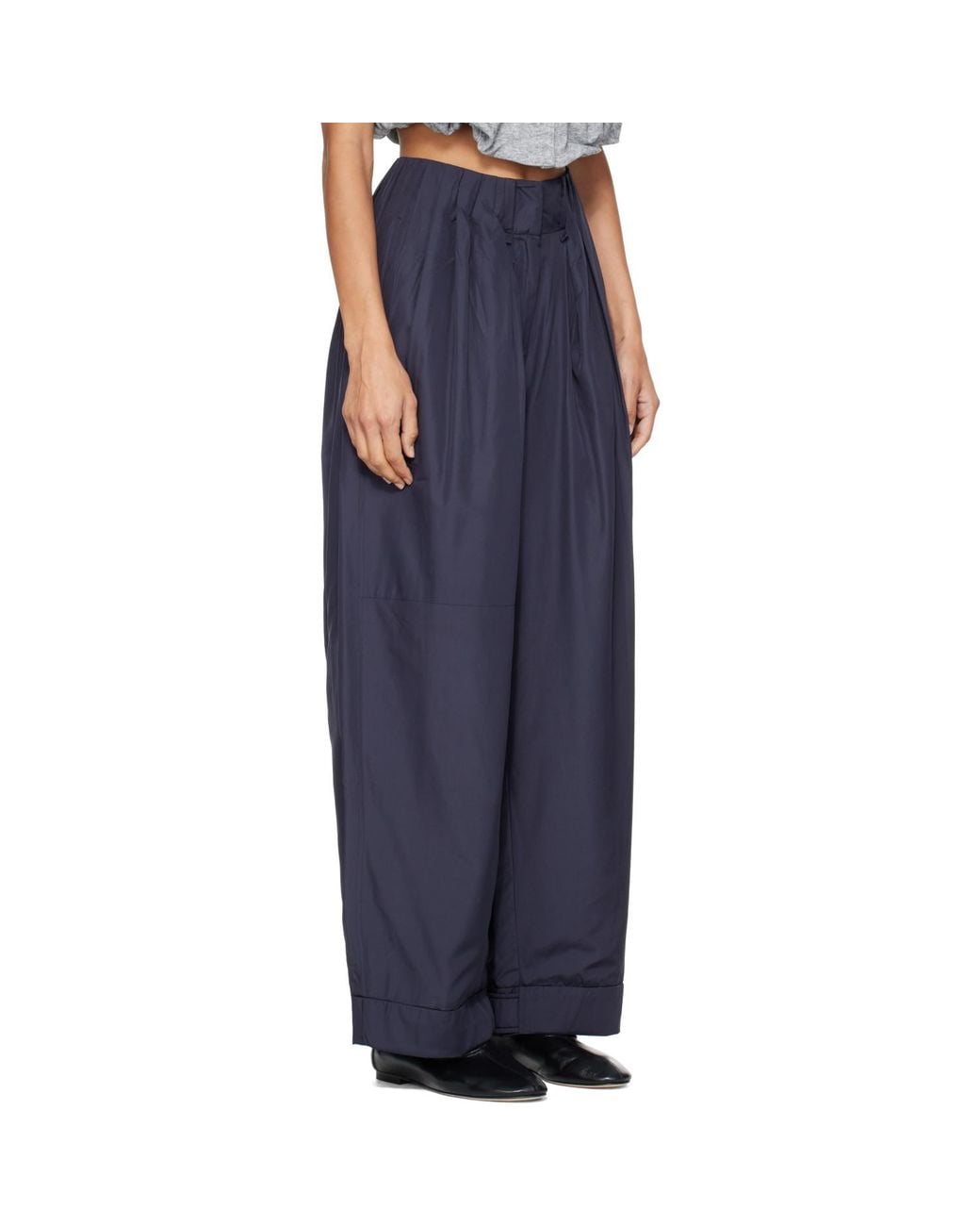 OPEN YY Blue Fluid Full Gather Trousers