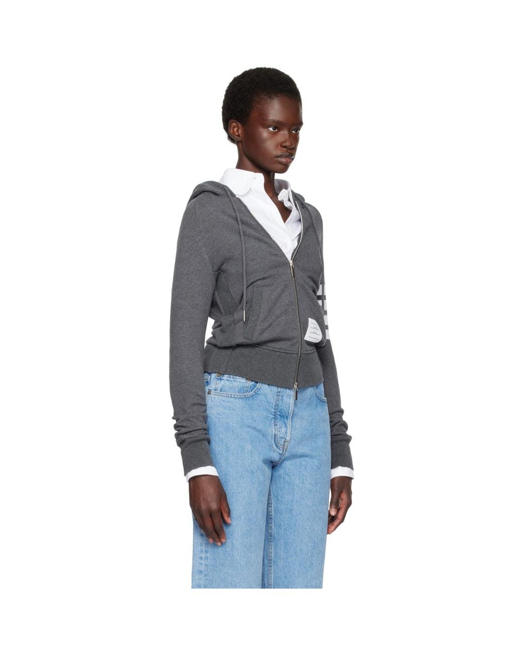 Thom Browne Blue Classic Loopback 4-Bar Zip Hoodie