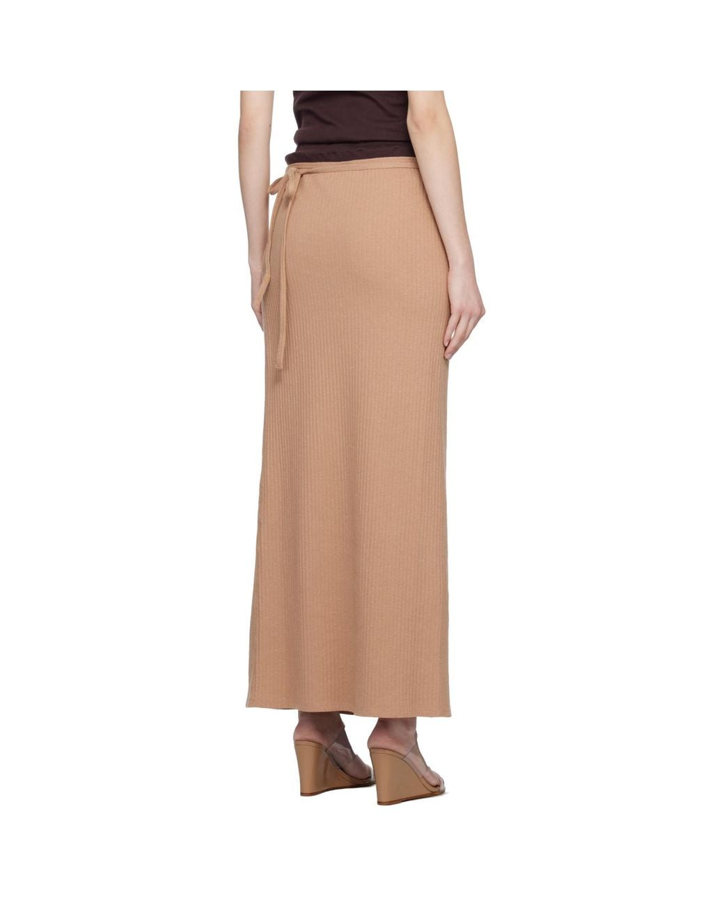 Baserange Black Tan Organic Cotton Fleece Brig Maxi Skirt