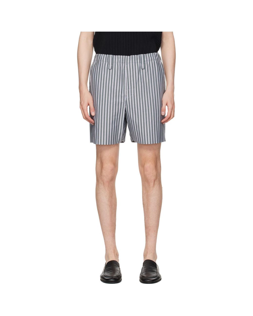 Homme Plissé Issey Miyake Blue Stripe Jersey Shorts for men