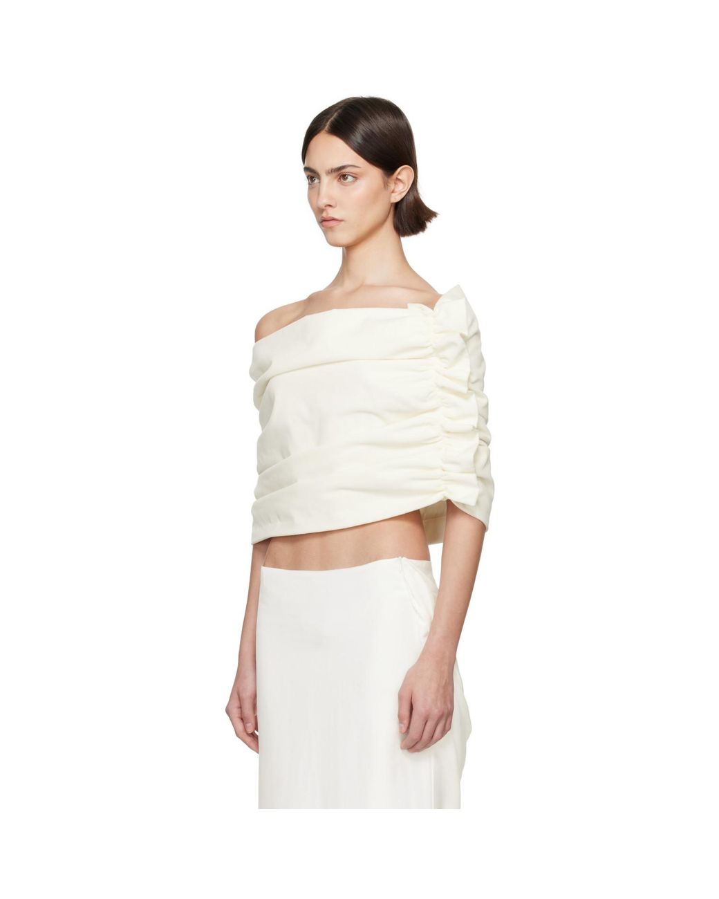 Colleen Allen White Ssense Exclusive Bridal Capsule Velvet Shawl Top