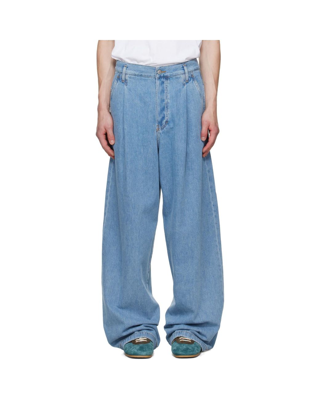 Dries Van Noten Blue Pleated Jeans for men