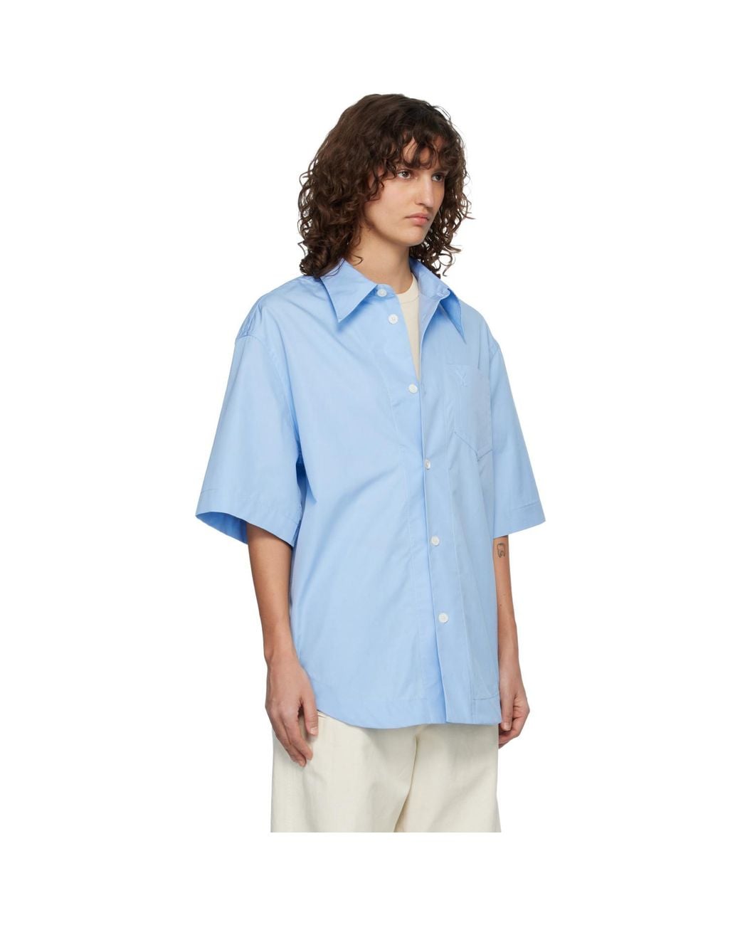 AMI Blue Short Sleeve Wide Shirt