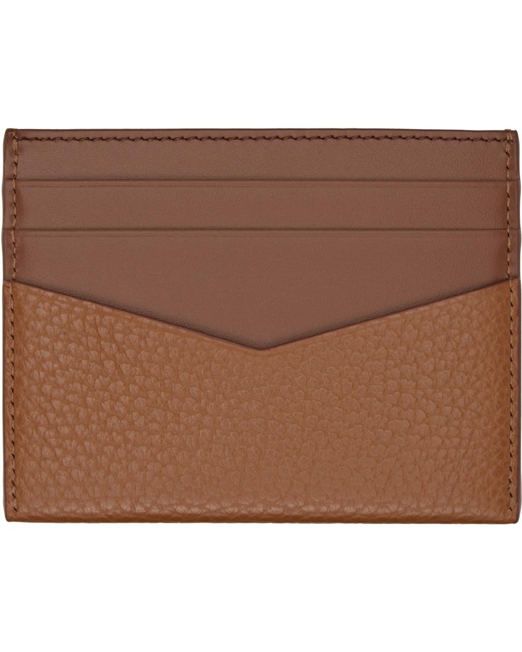 Givenchy Brown Grained Leather Card Holder for men