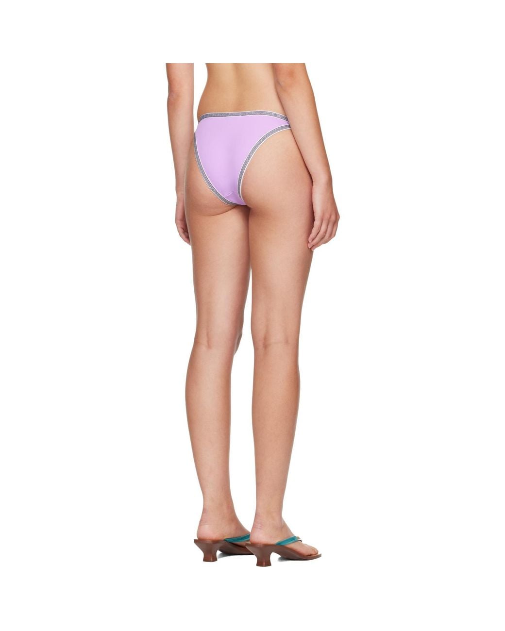 Versace Pink Embroidered-Logo Bikini Bottom