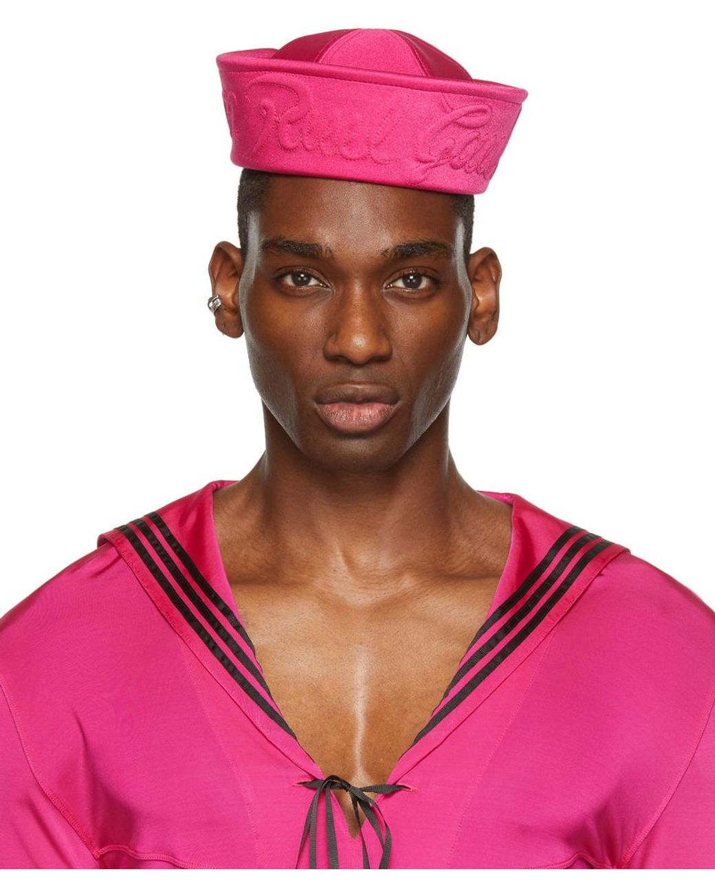 Jean Paul Gaultier Ssense Exclusive Neoprene Sailor Cap in Pink for Men |  Lyst Australia