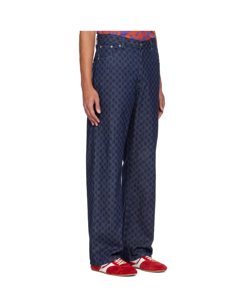 Dries Van Noten Blue Floral Jeans for men
