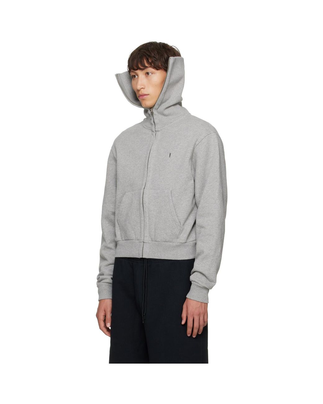 Abra Gray Zipped Up Neck Sweater for men