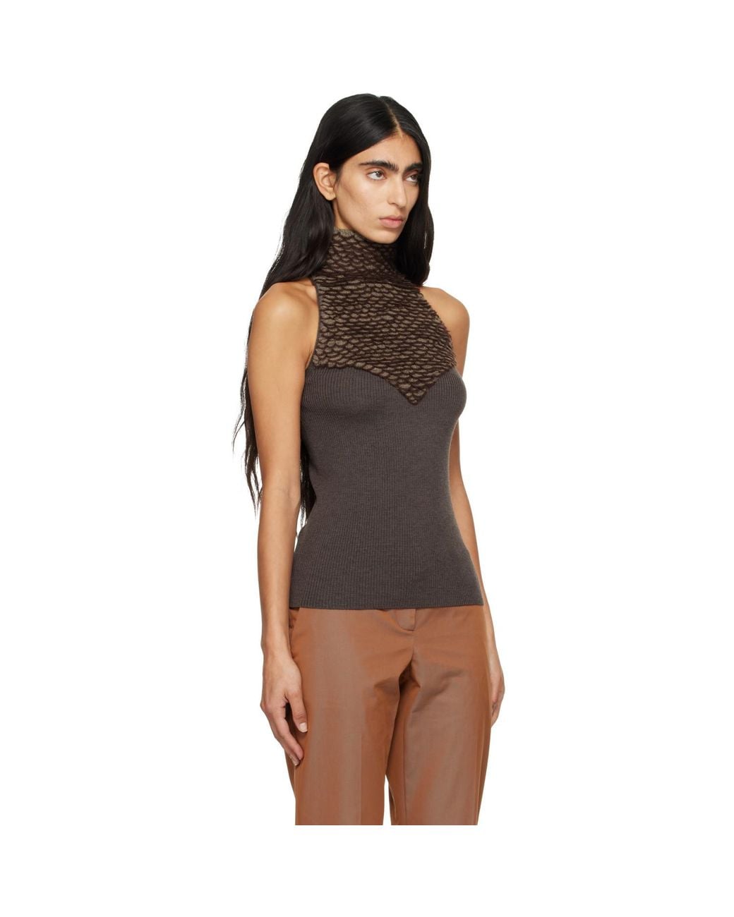 McQueen Black Knit Feathers Top