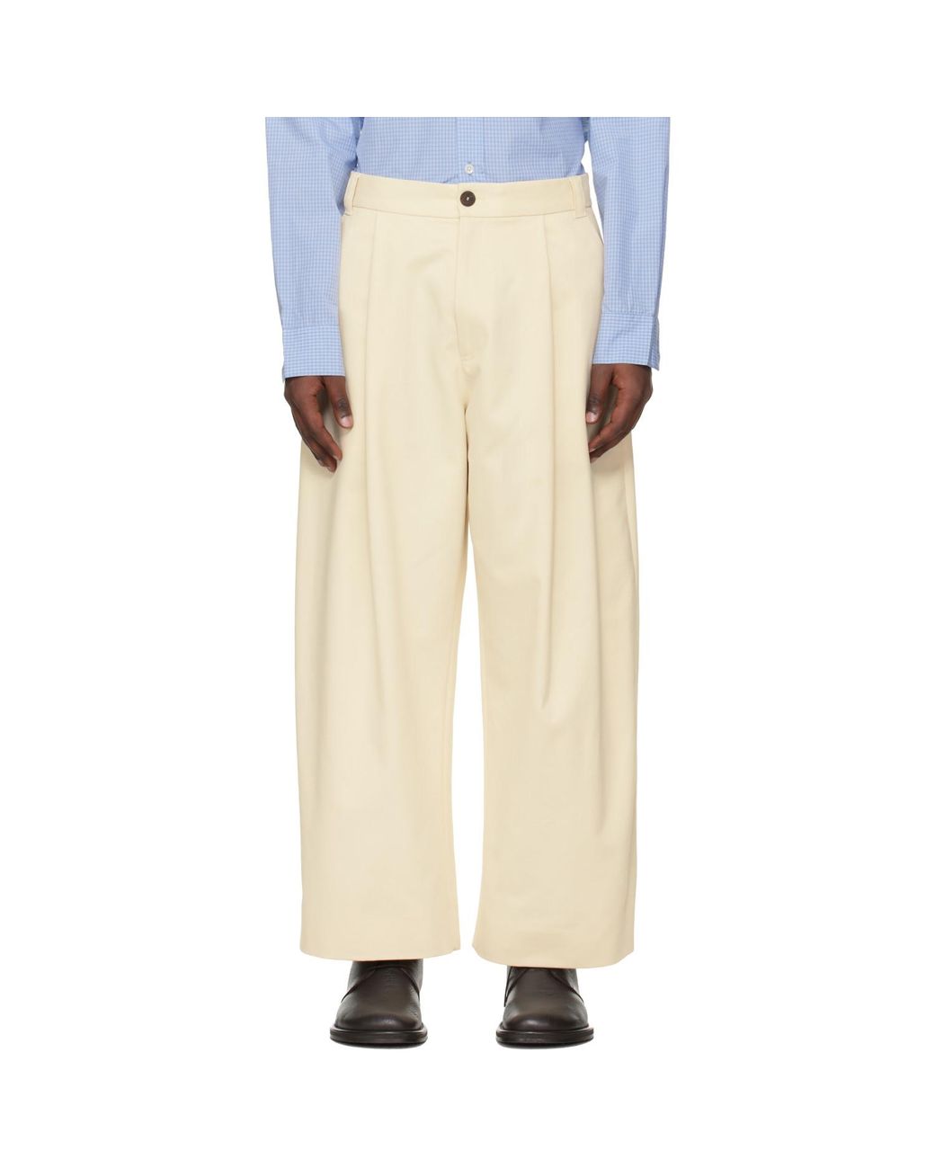 Studio Nicholson Natural Off- Sorte Trousers for men