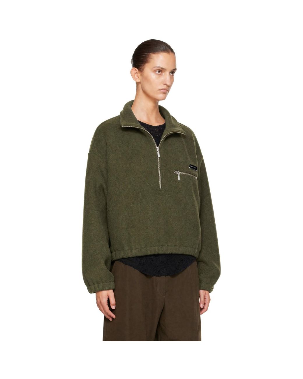 Song For The Mute Green Cosy Wool Half Zip Sweater