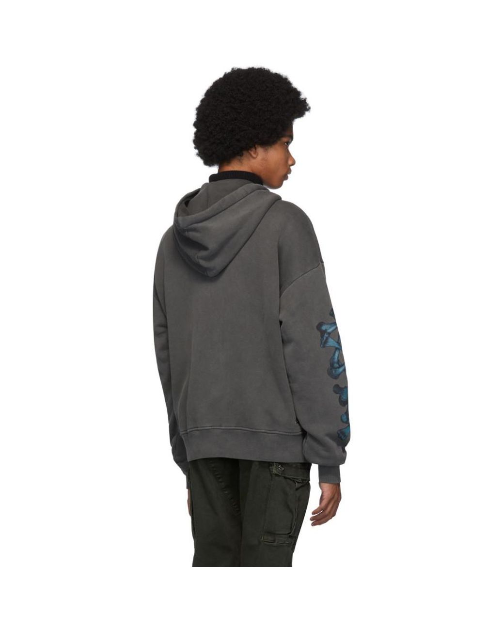 Amiri Grey Bones Hoodie in Gray for Men | Lyst