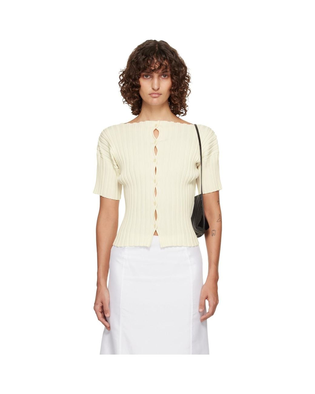 LE17SEPTEMBRE Natural Off- Millie Knit Short Cardigan