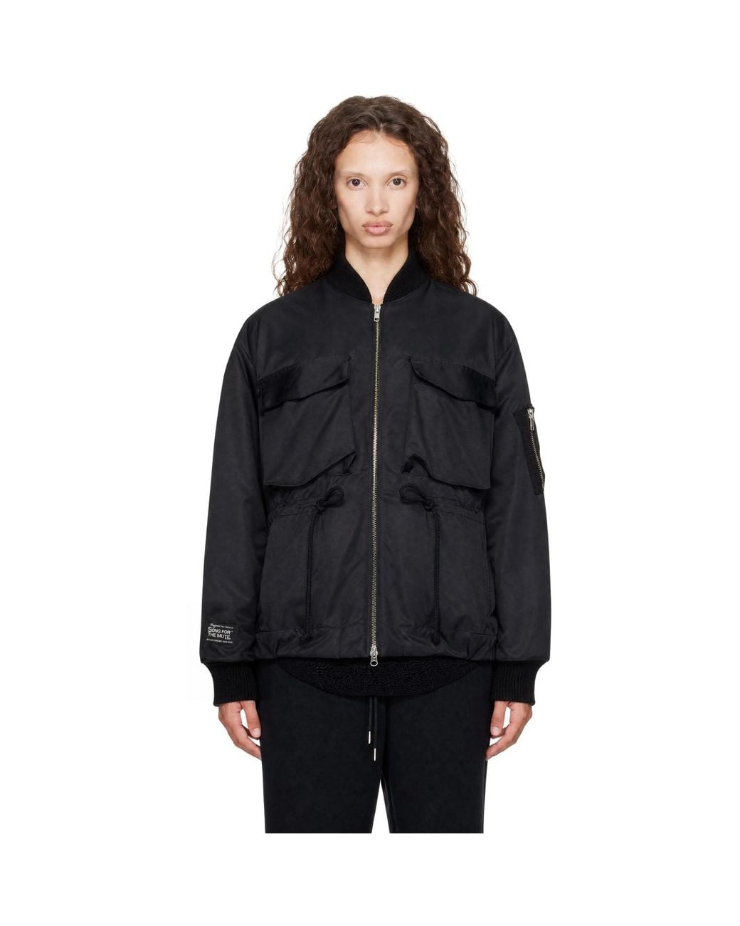 Song For The Mute Black Heavy Memory Satin Gathered Field Jacket