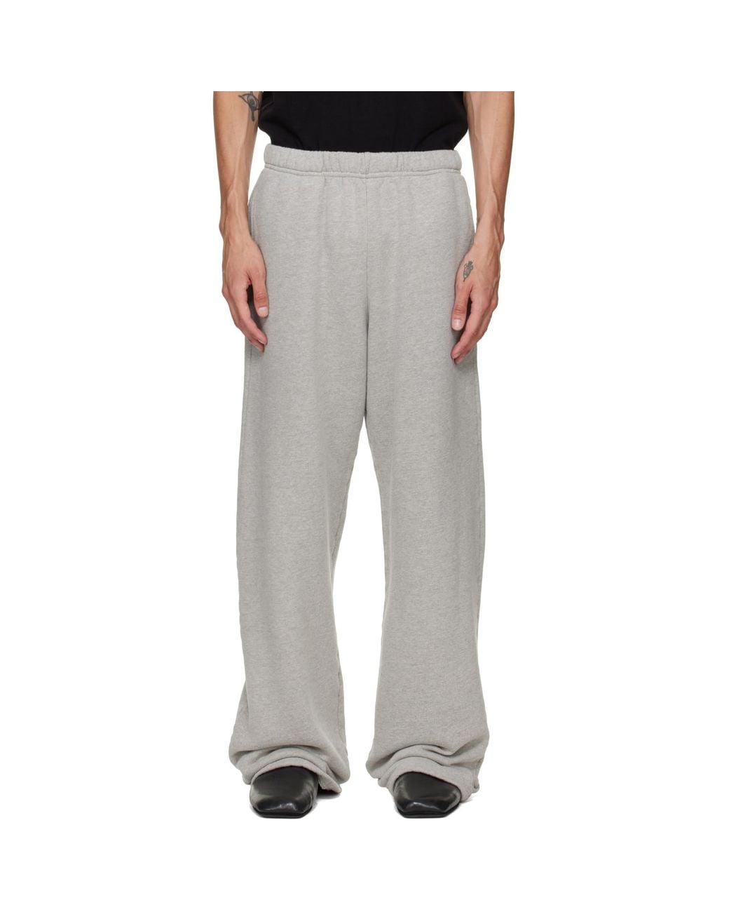 Les Tien Gray Heavyweight Puddle Sweatpants for men