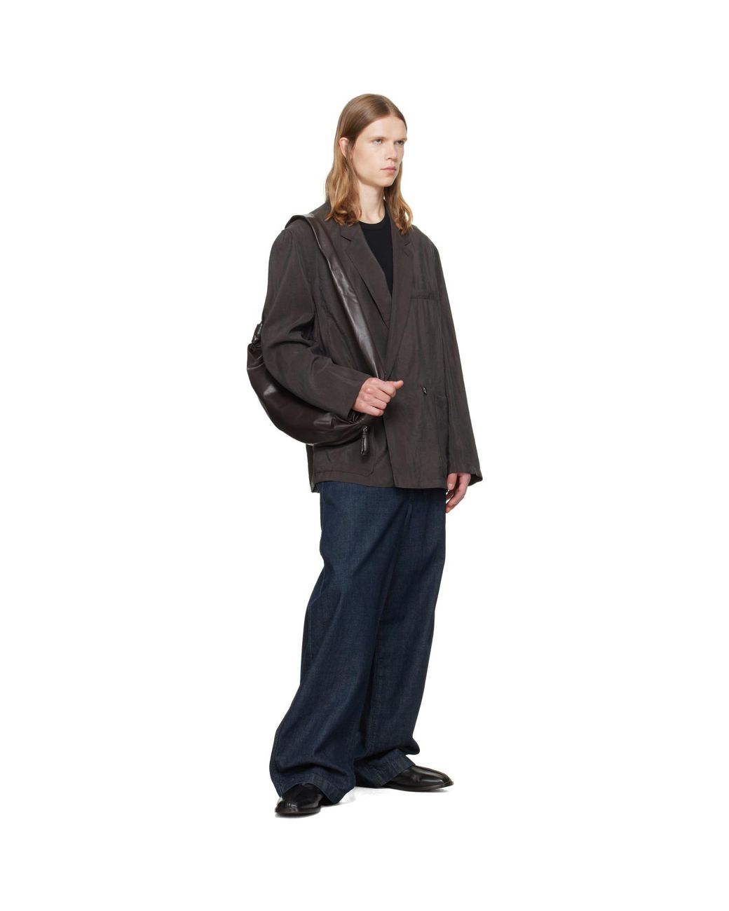 Lemaire Black Medium Soft Croissant Bag for men