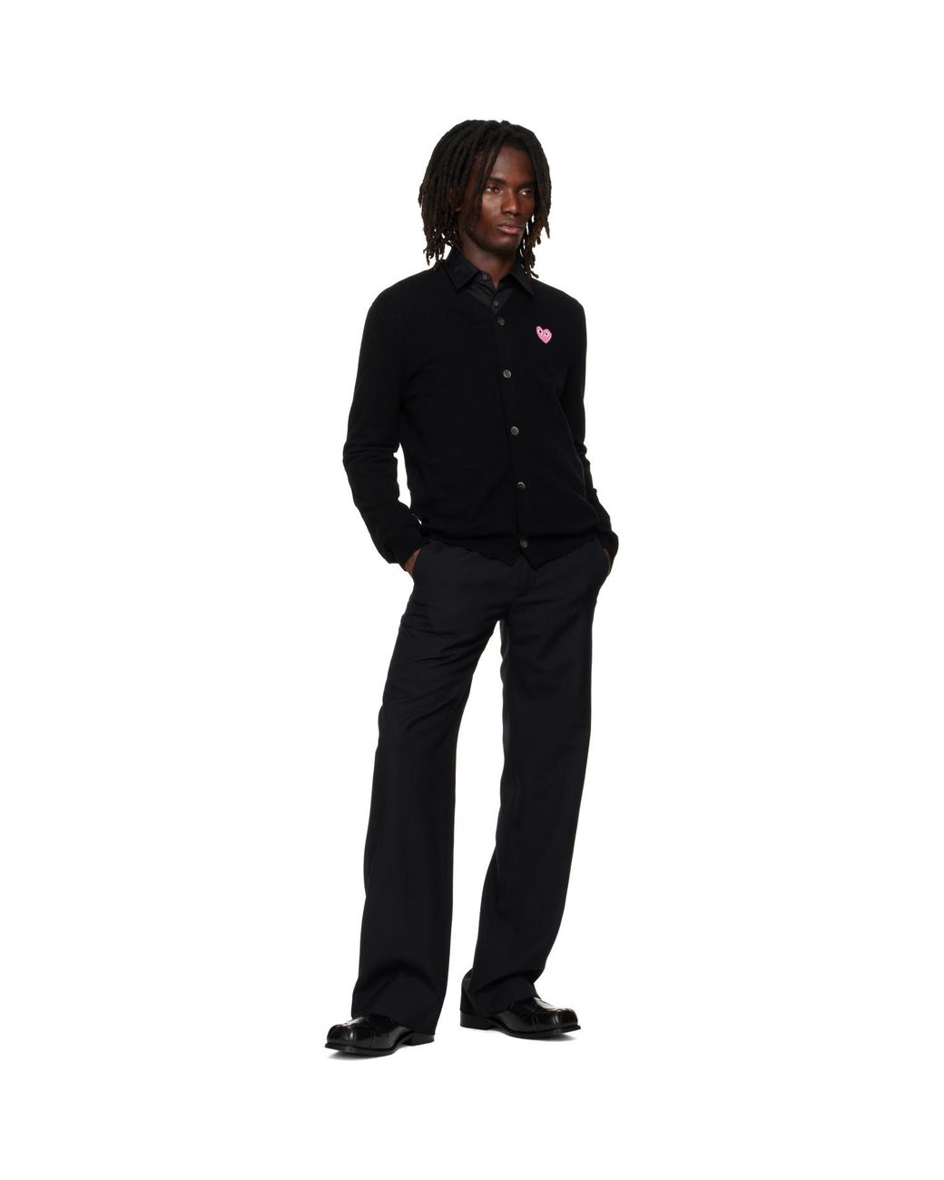 COMME DES GARÇONS PLAY Black Heart Emblem V-Neck Cardigan for men