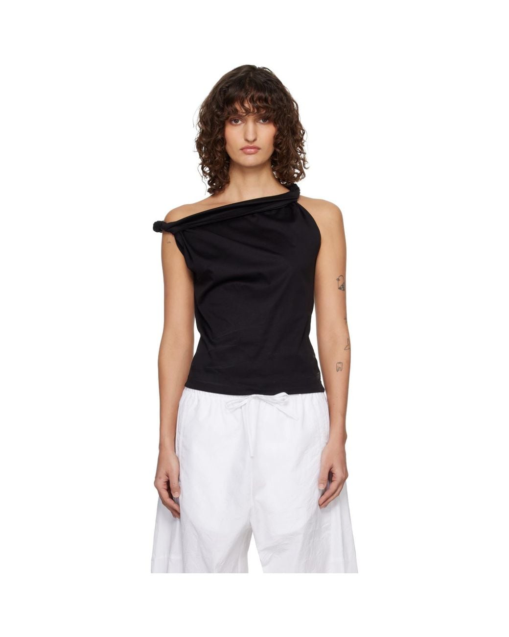 Rohe Black Sculptural Cotton Silk Top