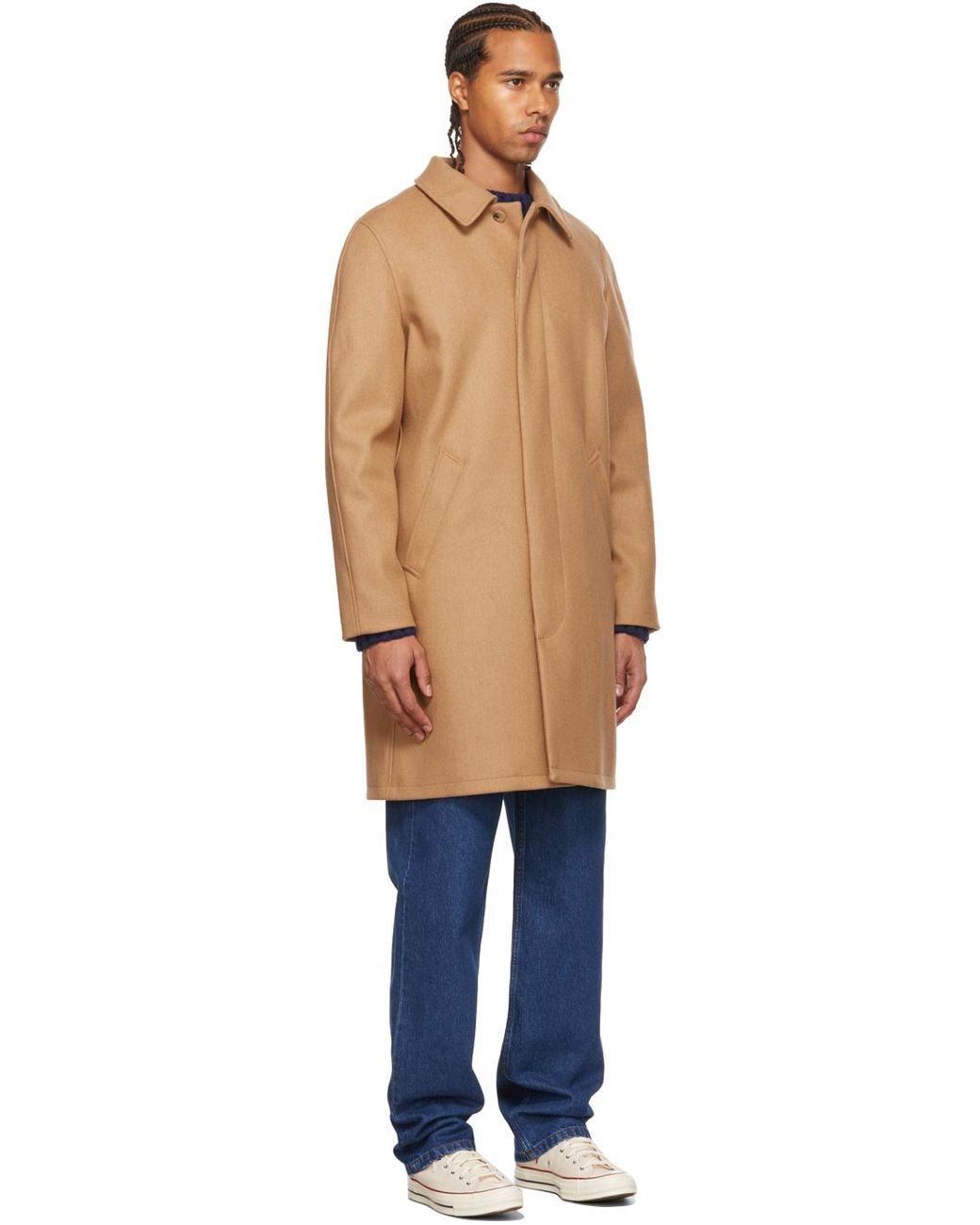 Beige Wool Mac Auster Coat in Natural for Men Mens Coats A.P.C Coats A.P.C 
