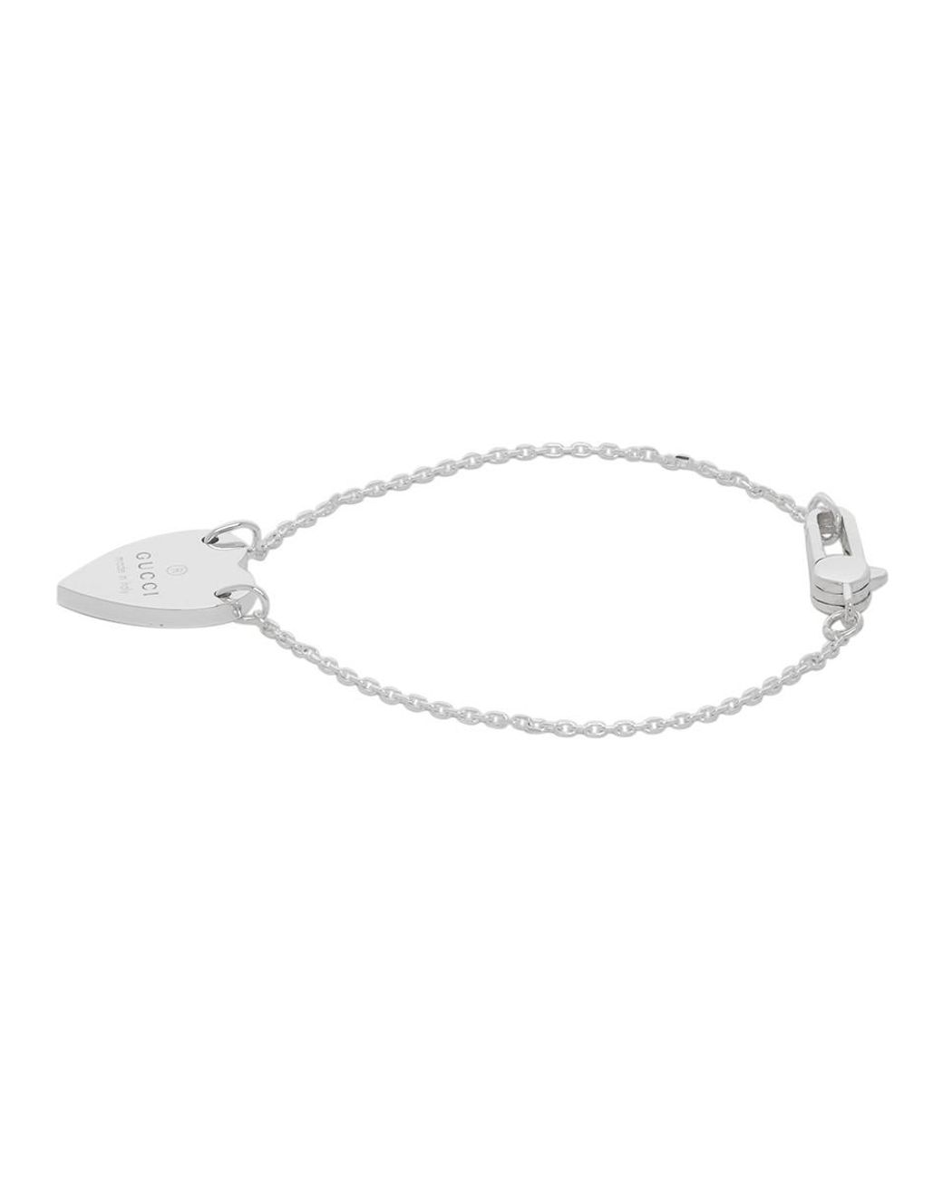 gucci silver trademark heart bracelet
