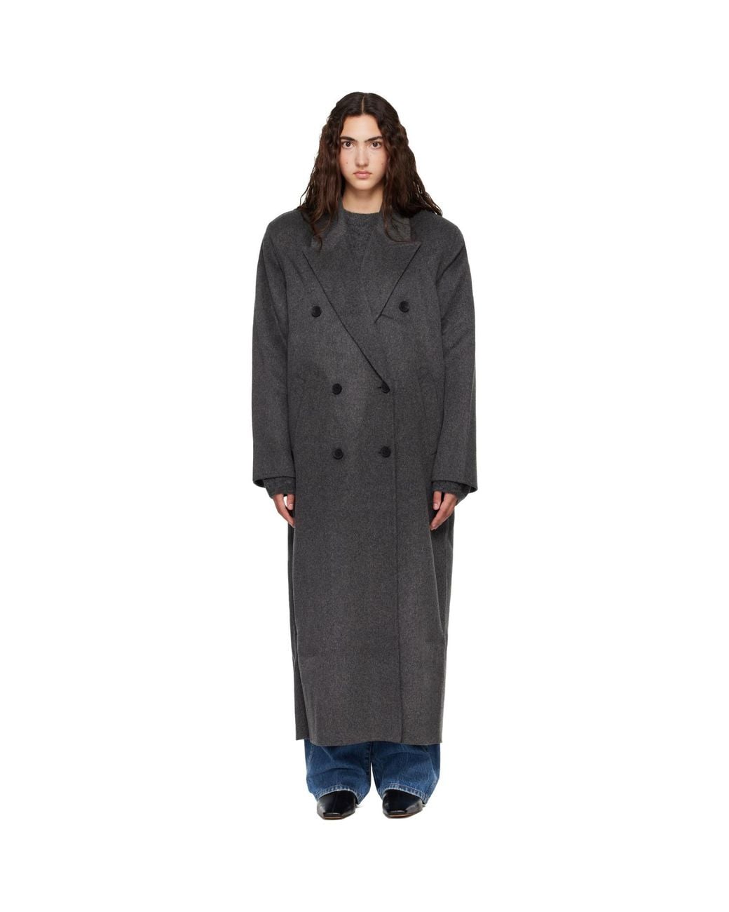 Frankie Shop Gray Gaia Double-Breasted Coat