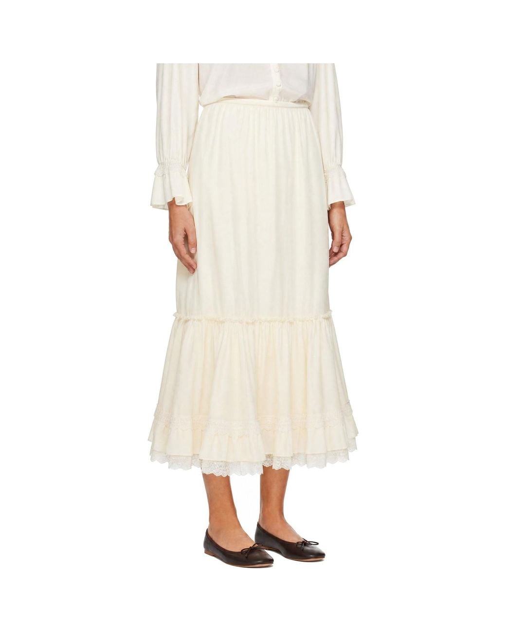 Ganni Natural Off- Washed Flyweight Nylon Midi Skirt