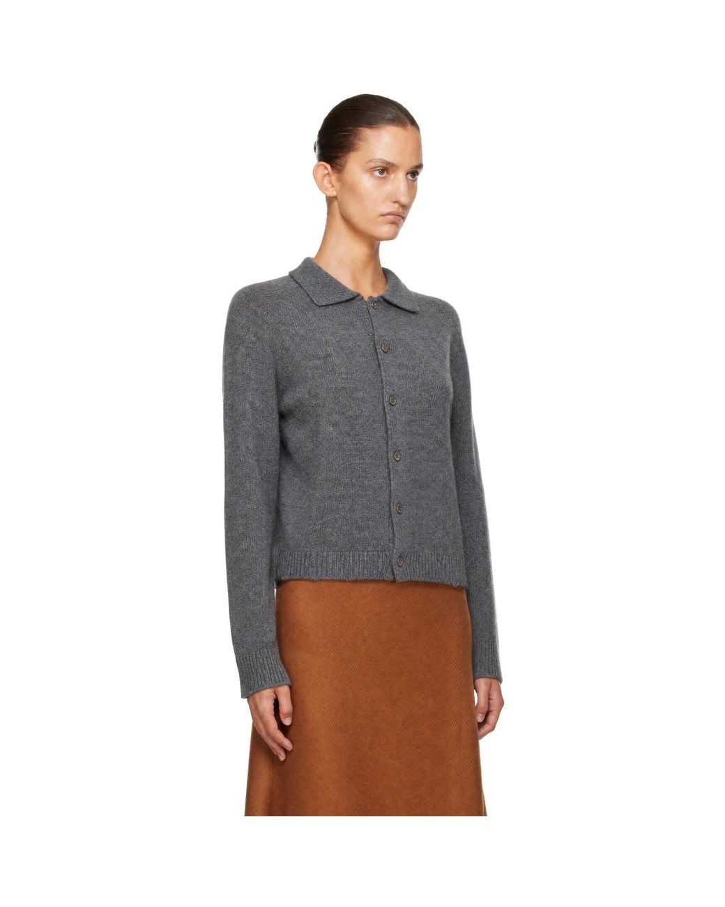 DUNST Gray Collared Knit Cardigan