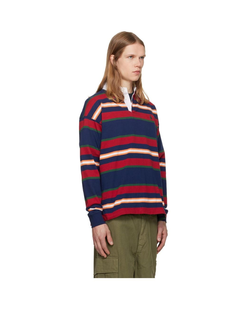 Polo Ralph Lauren Big Fit Striped Jersey Rugby Shirt in Red for Men | Lyst