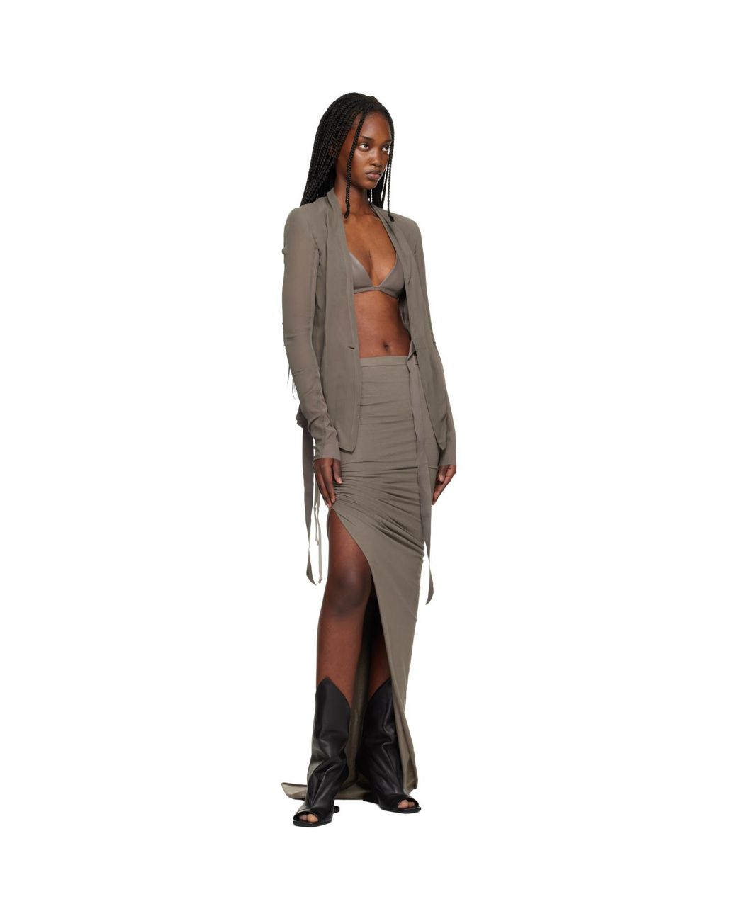 Rick Owens Black Temple Waxy Lamb Leather Bra