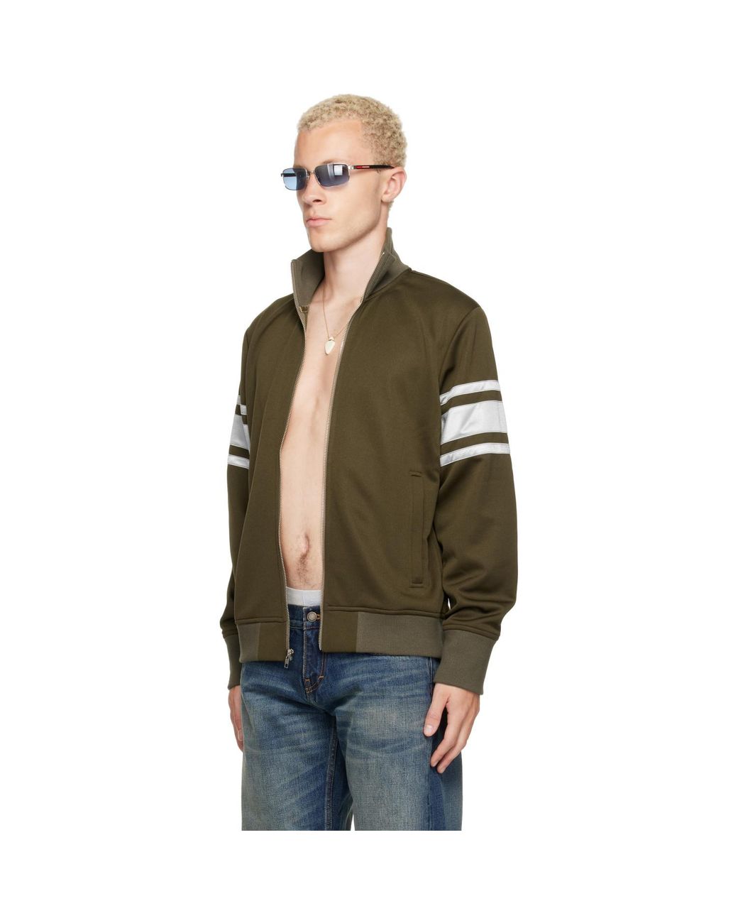 Raimundo Langlois Green Khaki Track Jacket for men