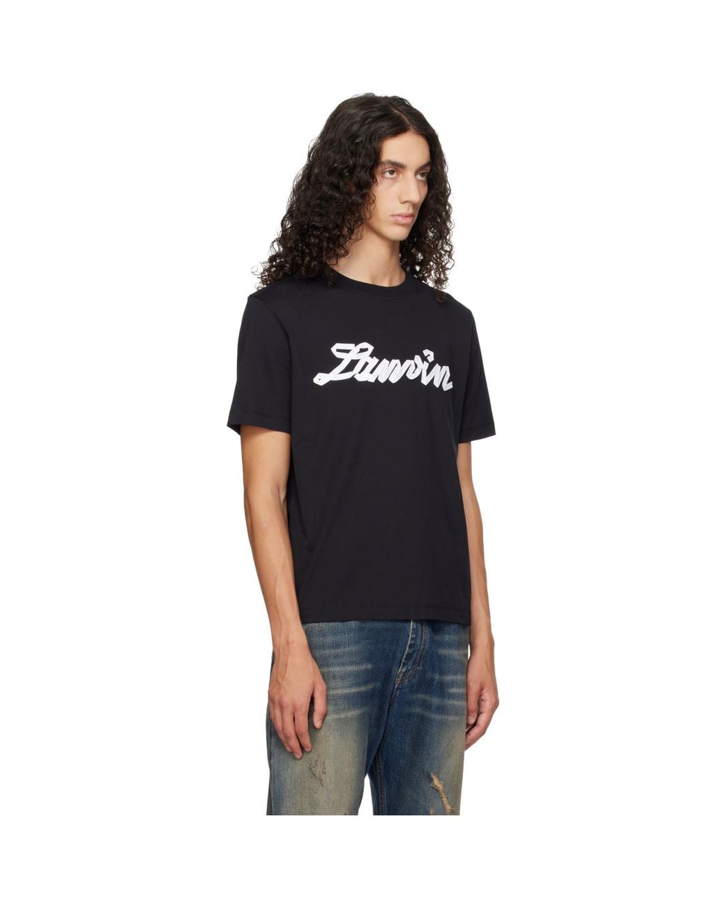 Lanvin Black Ribbon T-Shirt for men