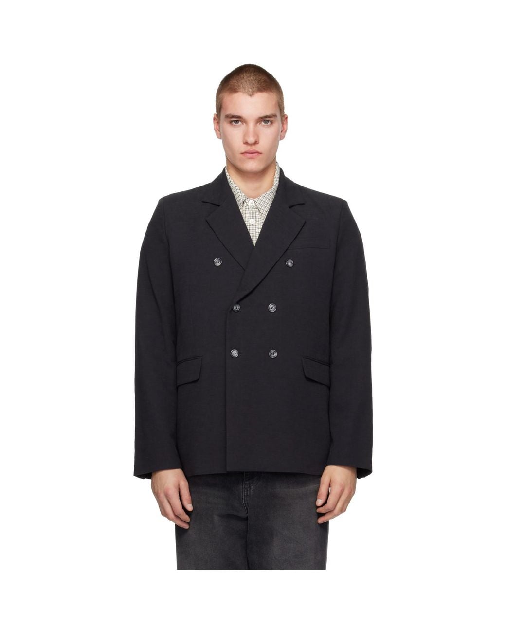 Palmes Black Double-Breasted Blazer for men