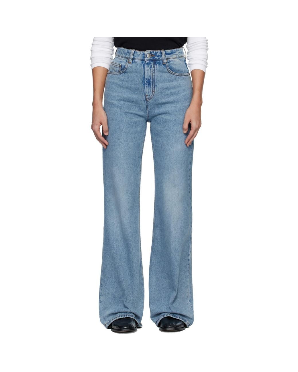 AMI Blue Cotton Flare Fit Jeans