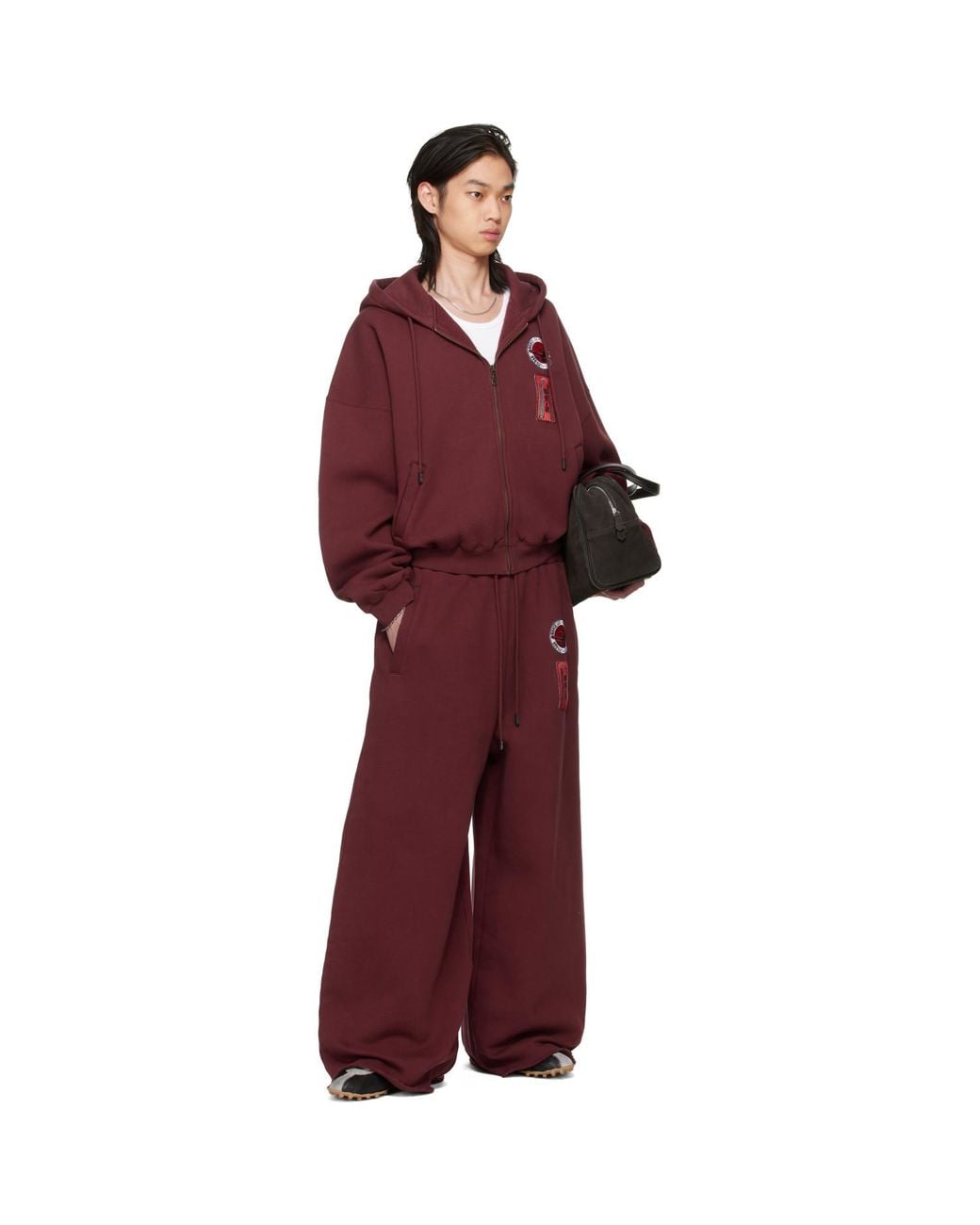 Lu'u Dan Red Bruce Lee X Lựu Đạn Burgundy Gym Sweatpants for men