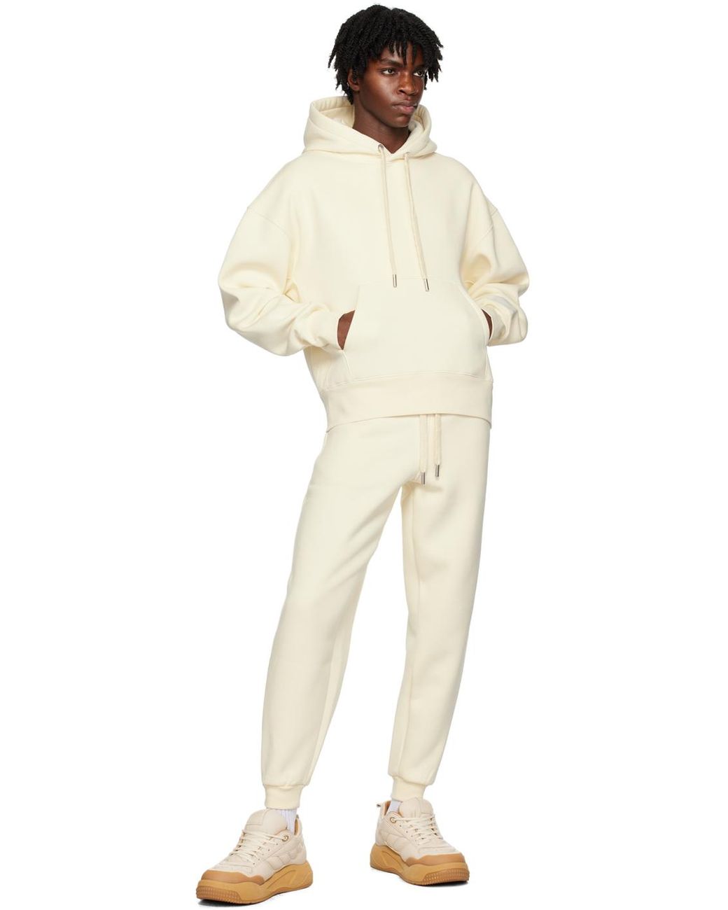 Ami Paris Off- Drawstring Hoodie in Natural for Men | Lyst Canada