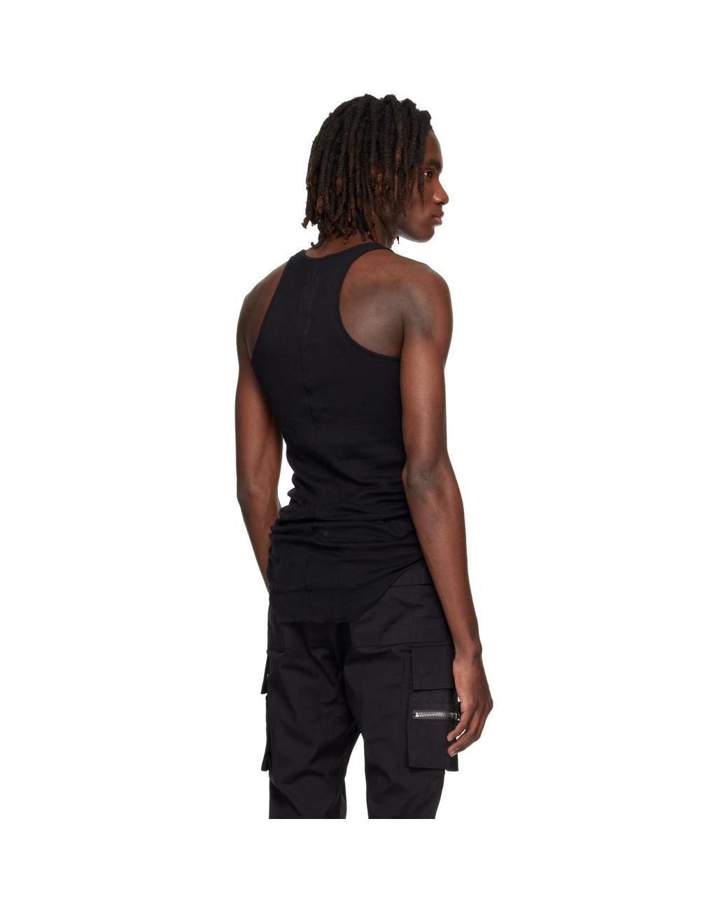 Rick Owens Black Temple Basic Rib Tank Top for men