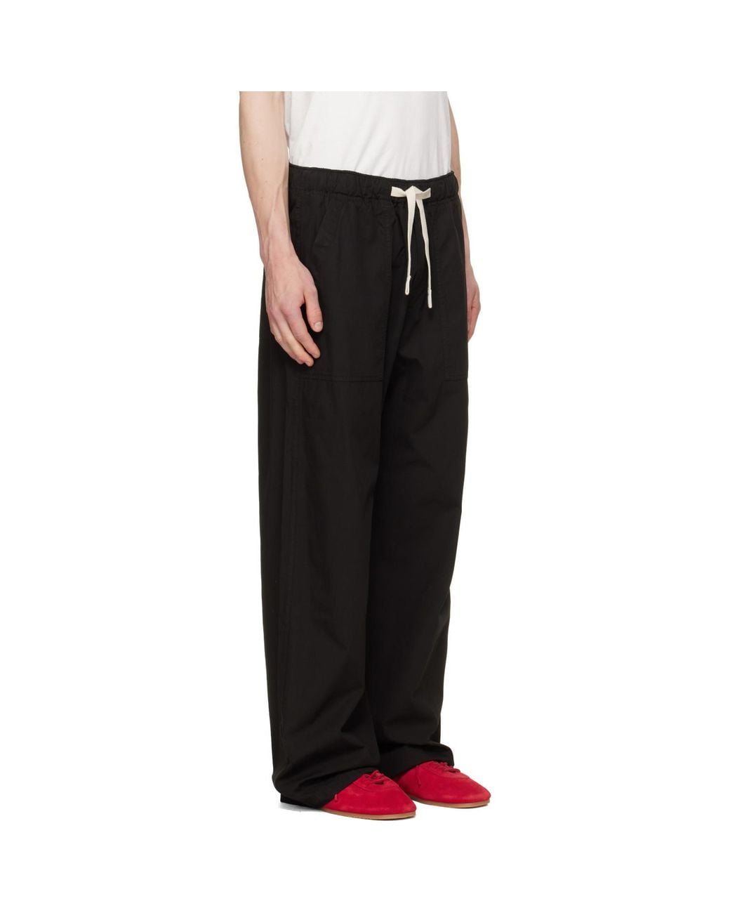 Palm Angels Black Tree Logo Loose Trousers for men