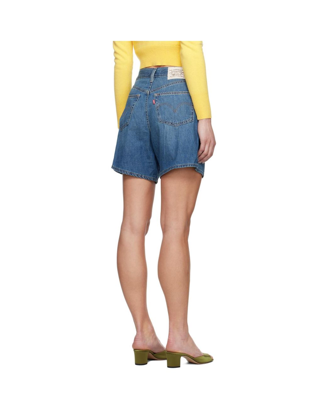 Levi's Blue High Rise Baggy Linen+ Lightweight Denim Shorts