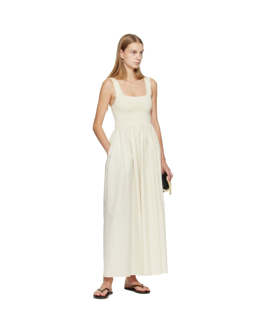 Matteau Black Off- Knit & Cotton Maxi Dress