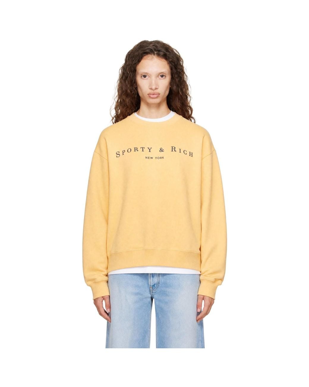 Sporty & Rich Multicolor Title Embroidered Crewneck Sweatshirt